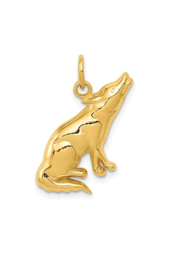 Men's 14k Yellow Gold Wolf Charm Pendant Fine Jewelry For Men Gifts For Him
