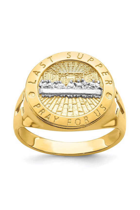 Men's 14k Yellow Gold with Rhodium Plated the Last Super Ring Fine Jewelry For Men Gifts For Him, Size 10