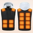 thumbnail image 1 of Men's 15-Zone Heated Vest Dual Control Detachable Hood, Lightweight Jacket USB Charging for Outdoor Work Hiking (Battery Not Included), 1 of 5