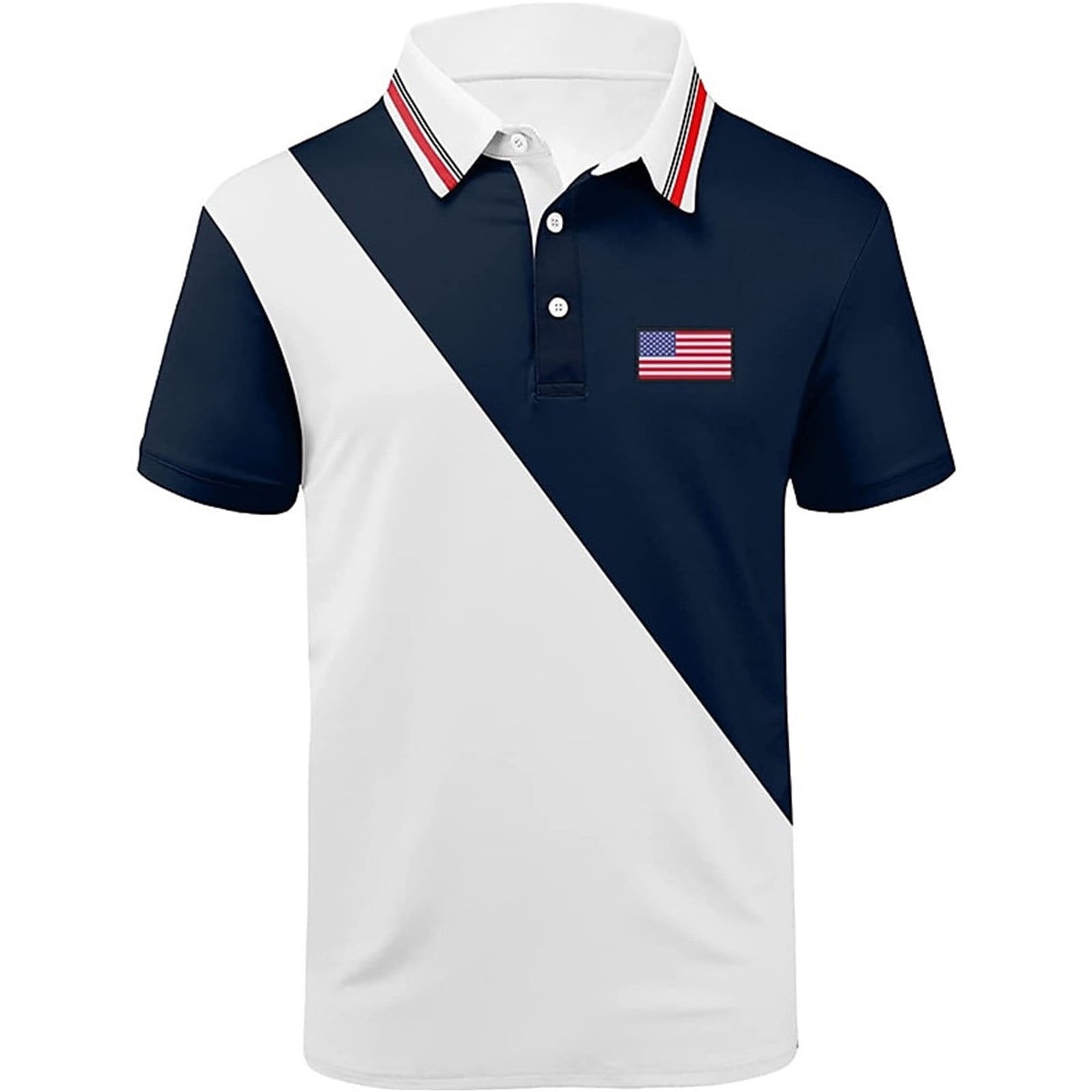 Men's 1776 Independence Day American Flag Print Patriotic Polo Shirt ...