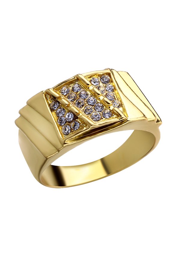 Men's 18 K Gold Plated Couple Inlaid Zircon Ring