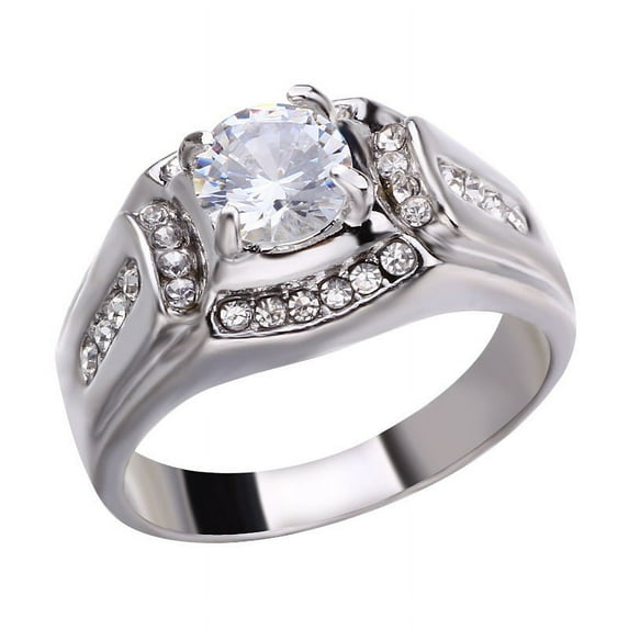 Men's 18 K Gold Plated Couple Inlaid Zircon Ring