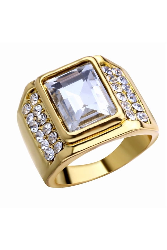 Men's 18 K Gold Plated Couple Inlaid Zircon Ring