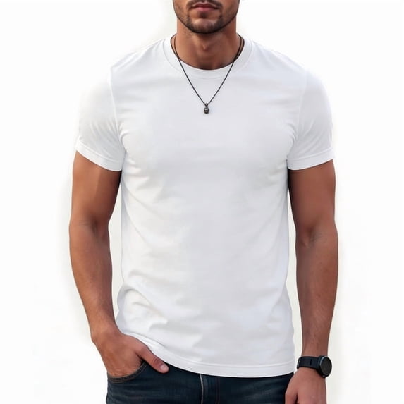 Men’s 180GSM Heavyweight Cotton Crew Neck Tee Solid Basic Soft Durable Casual Shirts S-3XL, 1 Pack