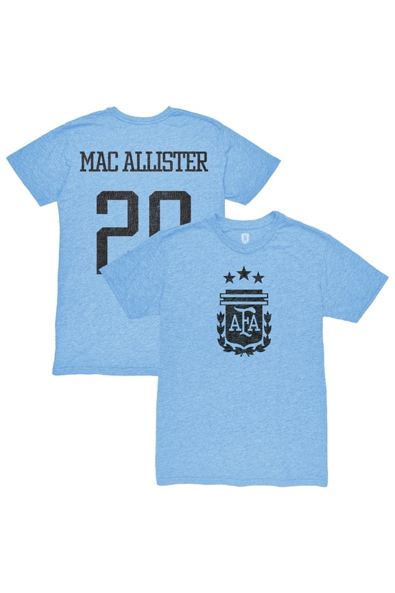 Men's 1863FC Alexis Mac Allister Light Blue Argentina National Team Player Retro Tri-Blend T-Shirt