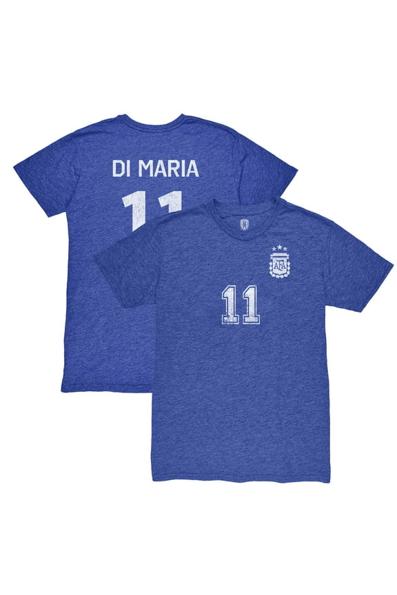 Men's 1863FC Angel Di Maria Blue Argentina National Team Retro Player Tri-Blend T-Shirt