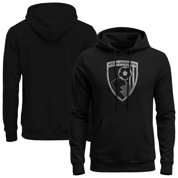 Men's 1863FC Black AFC Bournemouth Mono Badge Fleece Hoodie