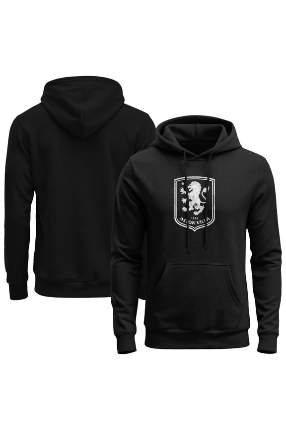Men's 1863FC  Black Aston Villa Mono Badge Fleece Hoodie