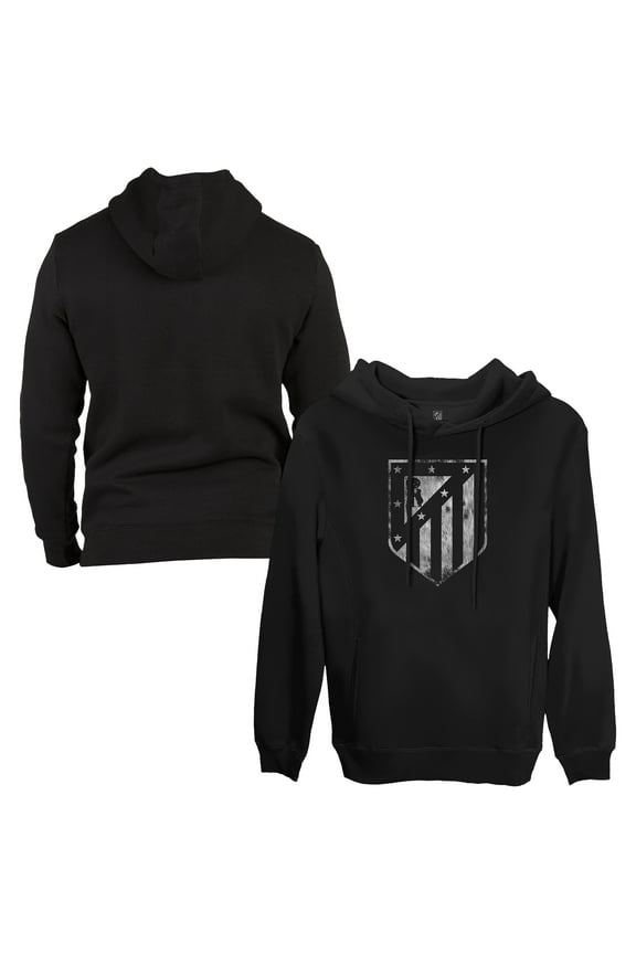 Men's-1863FC Black Atletico de Madrid Badge Fleece Pullover Hoodie