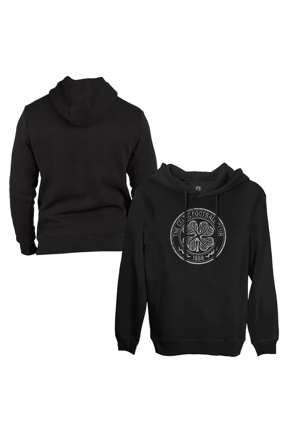 Men's 1863FC Black Celtic Monochrome Badge Fleece Pullover Hoodie