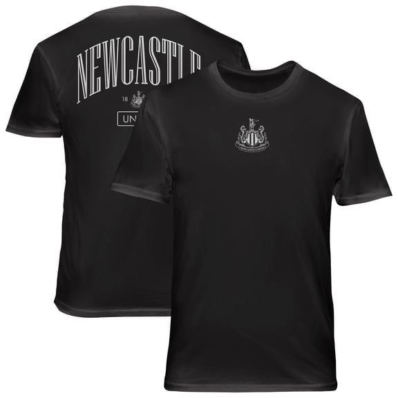 Men's 1863FC Black Newcastle United Back Wordmark Soft Wash T-Shirt