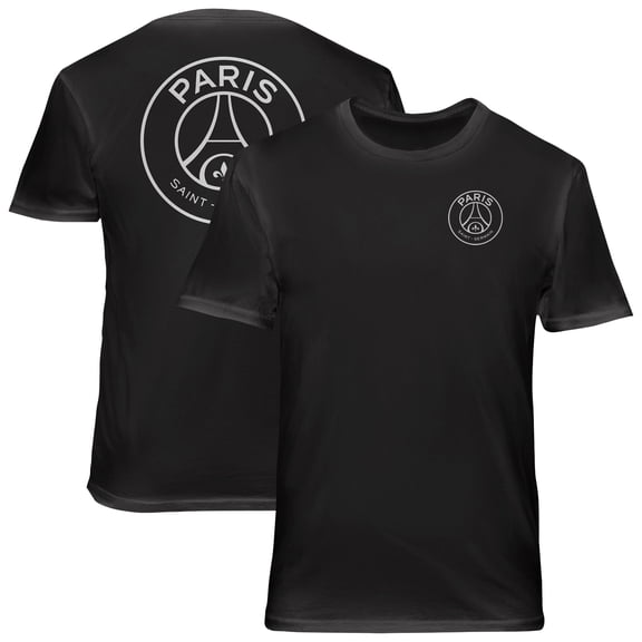 Men's 1863FC Black Paris Saint-Germain Large Logo Soft Wash T-Shirt