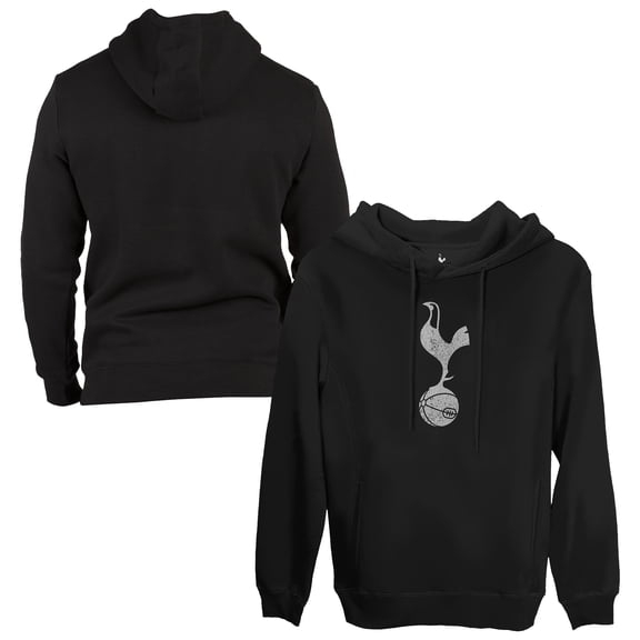 Men's 1863FC Black Tottenham Hotspur Monochrome Badge Fleece Pullover Hoodie