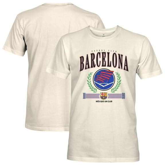 Men's 1863FC  Cream Barcelona Retro Stripes T-Shirt