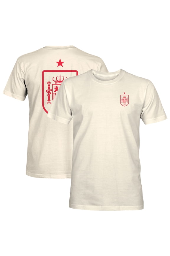 Men's 1863FC Cream Spain National Team Big Logo Heavyweight T-Shirt