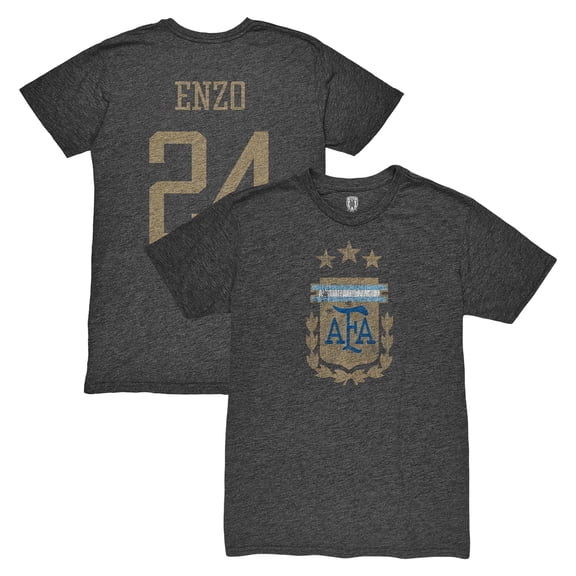 Men's 1863FC Enzo Fern-ndez Black Argentina National Team Player Vintage Tri-Blend T-Shirt