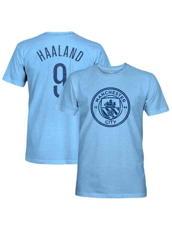 Men's 1863FC Erling Haaland Sky Blue Manchester City Player Name & Number Twisted Tri-Blend Slub T-Shirt