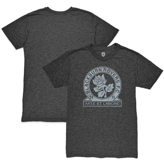 Men's 1863FC  Heather Black Blackburn Rovers Mono Crest Twisted Tri-Blend Slub T-Shirt