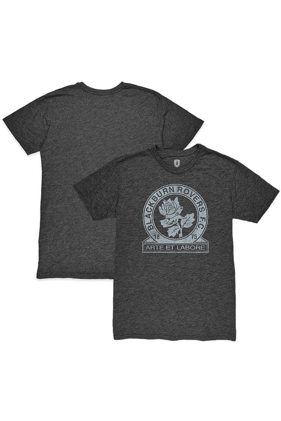 Men's 1863FC Heather Black Blackburn Rovers Mono Crest Twisted Tri-Blend Slub T-Shirt