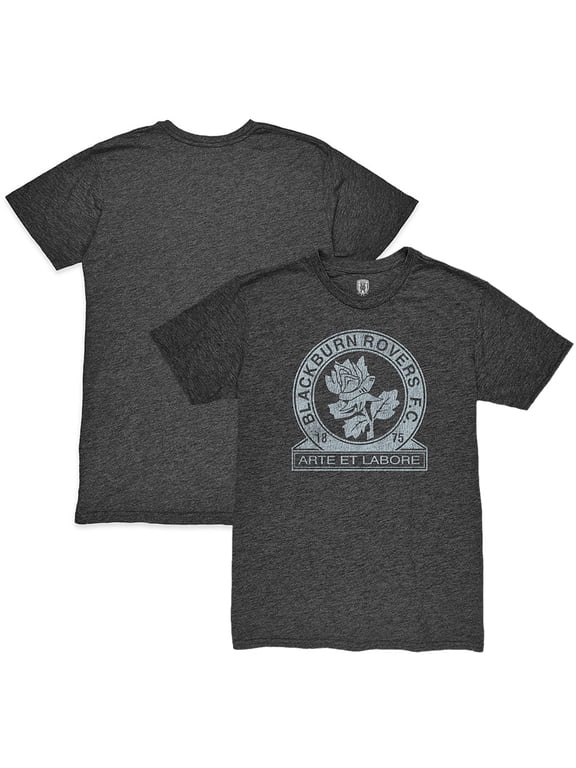 Men's 1863FC Heather Black Blackburn Rovers Mono Crest Twisted Tri-Blend Slub T-Shirt