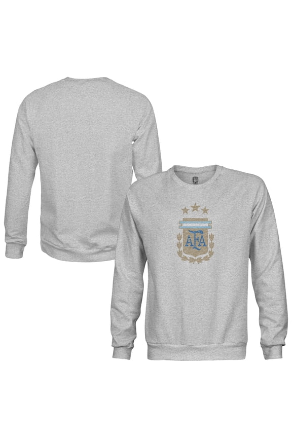 Men's-1863FC Heather Gray Argentina National Team Pullover Crewneck Sweatshirt