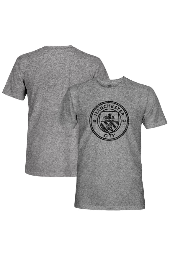 Men's 1863FC Heather Gray Manchester City Mono Badge Retro Tri-Blend T-Shirt