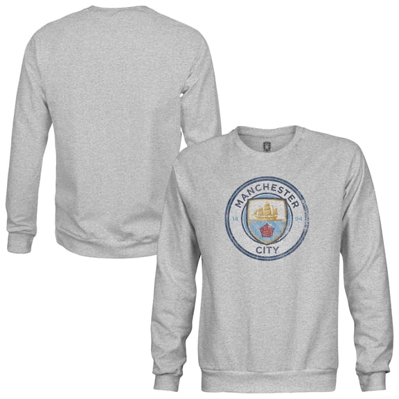 Men's-1863FC Heather Gray Manchester City Pullover Crewneck Sweatshirt