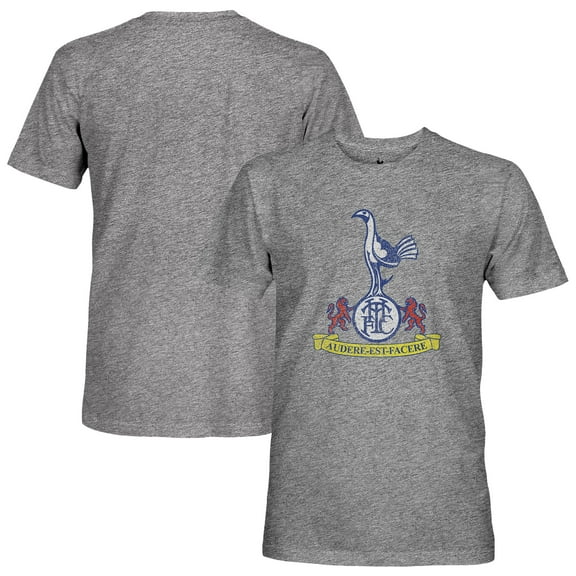 Men's 1863FC  Heather Gray Tottenham Hotspur Retro Crest Twisted Tri-Blend Slub T-Shirt