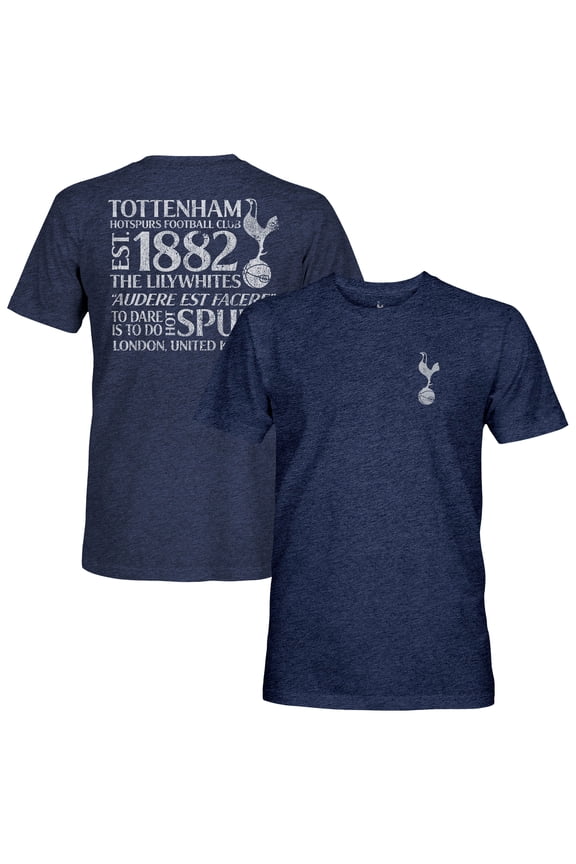 Men's 1863FC  Heather Navy Tottenham Hotspur Front Back Text Twisted Tri-Blend Slub T-Shirt