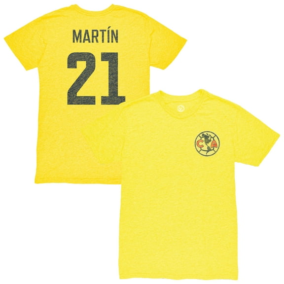 Men's 1863FC Henry Martin Yellow Club America Vintage Player Name & Number Tri-blend T-Shirt