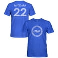 thumbnail image 1 of Men's 1863FC Kaoru Mitoma Blue Brighton and Hove Albion Player Name & Number Vintage Tri-Blend T-Shirt, 1 of 3