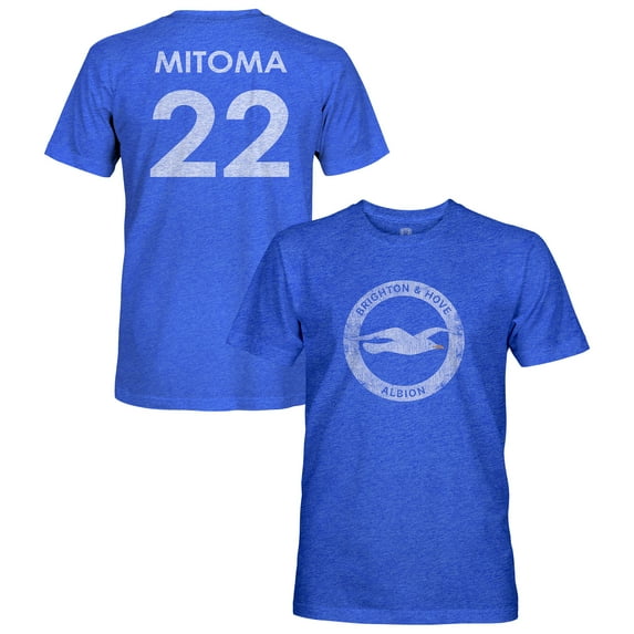 Men's 1863FC Kaoru Mitoma Blue Brighton and Hove Albion Player Name & Number Vintage Tri-Blend T-Shirt