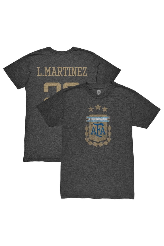 Men's 1863FC Lautaro Martinez Black Argentina National Team Retro Player Tri-Blend T-Shirt