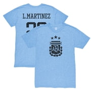Mens 1863FC Lautaro Martinez Light Blue Argentina National Team Retro Player Tri-Blend T-Shirt