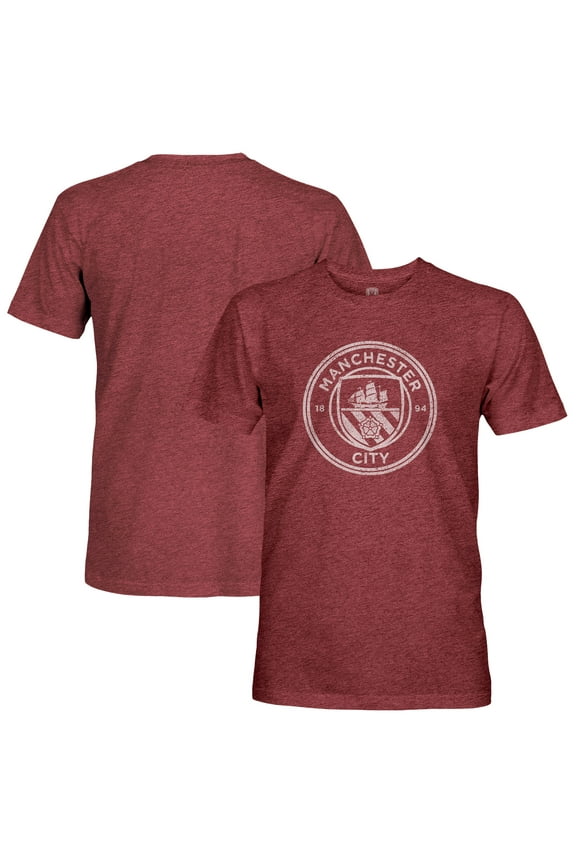 Men's 1863FC Maroon Manchester City Mono Badge Retro Tri-Blend T-Shirt
