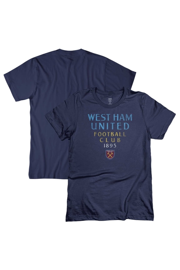 Men's 1863FC Navy West Ham United Tapered Text T-Shirt