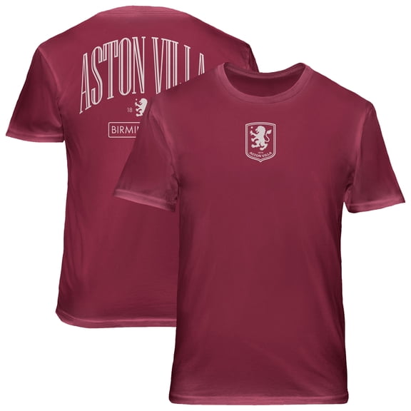 Men's 1863FC Red Aston Villa Back Wordmark Soft Wash T-Shirt