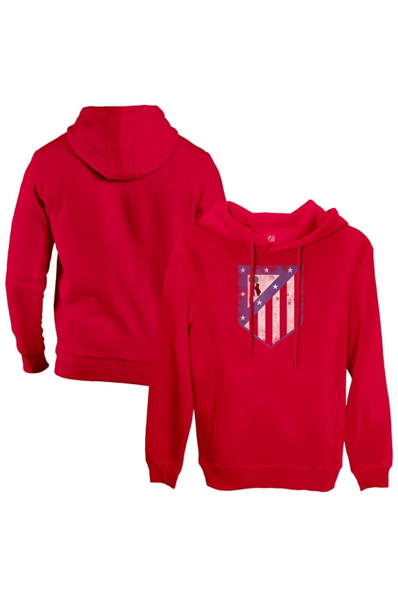 Men's 1863FC Red Atletico de Madrid Color Badge Fleece Pullover Hoodie