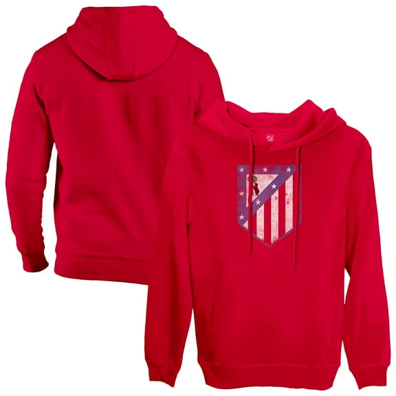 Men's 1863FC Red Atletico de Madrid Color Badge Fleece Pullover Hoodie