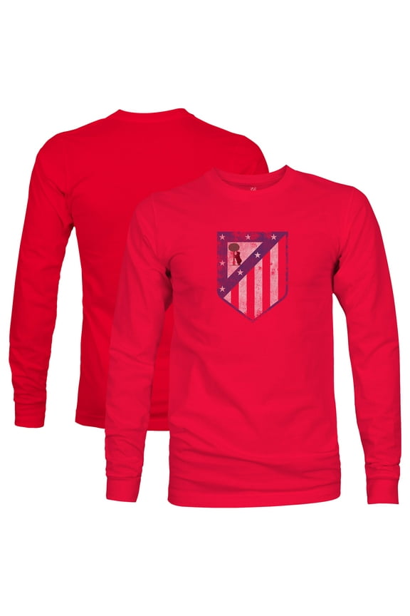 Men's 1863FC Red Atletico de Madrid Color Badge Long Sleeve T-Shirt