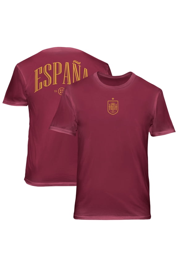 Men's 1863FC Red Spain National Team Back Wordmark Soft Wash T-Shirt