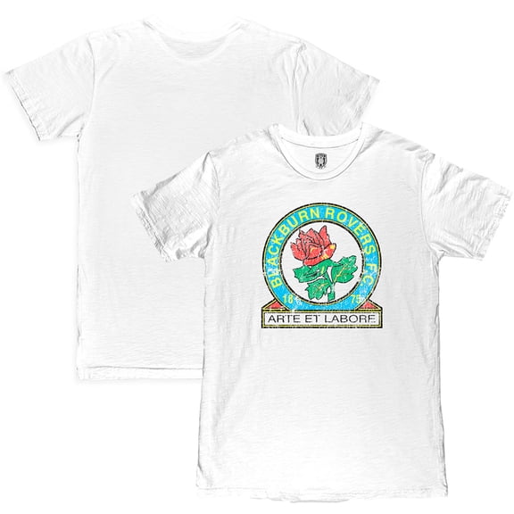 Men's 1863FC  White Blackburn Rovers Color Crest Slub T-Shirt