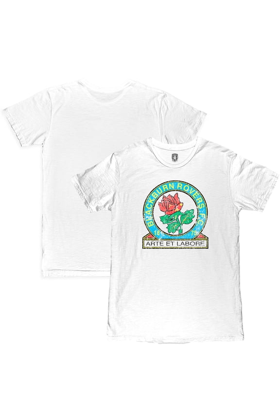 Men's 1863FC  White Blackburn Rovers Color Crest Slub T-Shirt