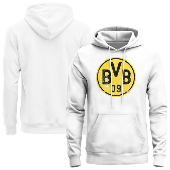 Men's 1863FC White Borussia Dortmund Color Badge Fleece Hoodie