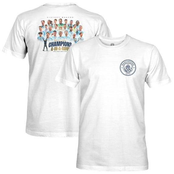Men's 1863FC White Manchester City Four-Time Consecutive Premier League Champions Squad T-Shirt