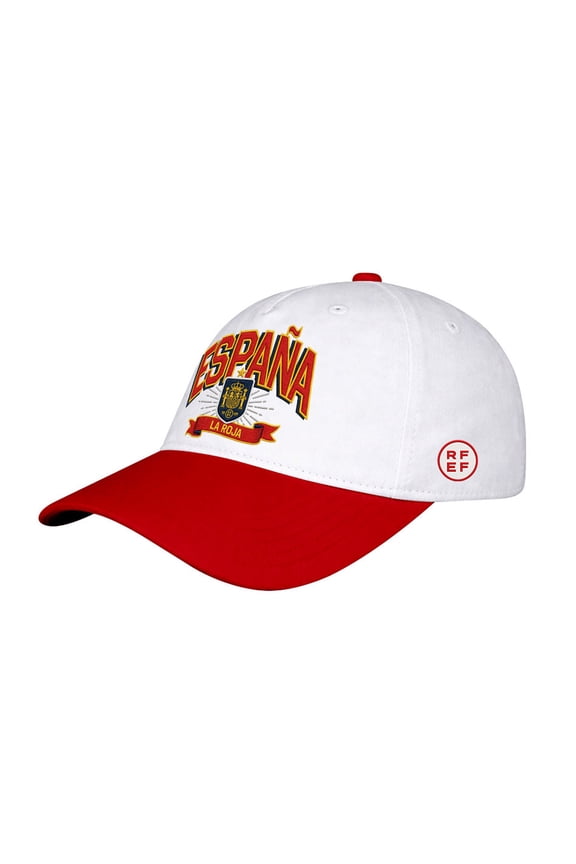 Men's 1863FC White Spain National Team Drop Shadow Wordmark High Point Adjustable Hat