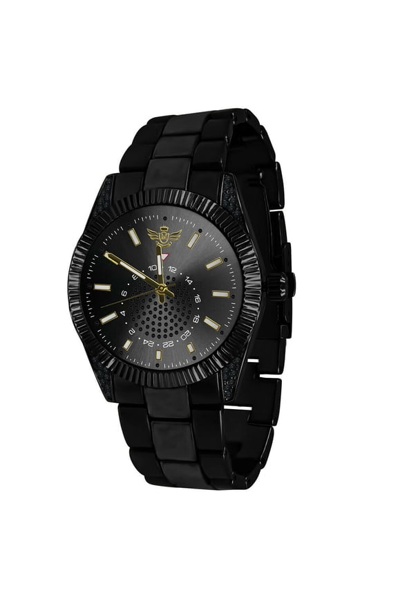 Men's 18K Gold Over Simulated Diamond Solid Steel Back Presidential Watch 40mm