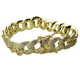 thumbnail image 1 of Men's 18K Gold Plated Cuban Bracelet Iced Baguettes Micro Pave Bling 8" Inch x 15MM Thick, 1 of 10