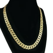 Mens 18K Gold Plated Cuban Chain Diamond Dust Diamond Cut Hip Hop Necklace 30 Inch