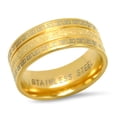 thumbnail image 1 of Men's 18K Gold Plated Stainless Steel Sand Dust Inlay Ring with Greek Key Accents, 1 of 3